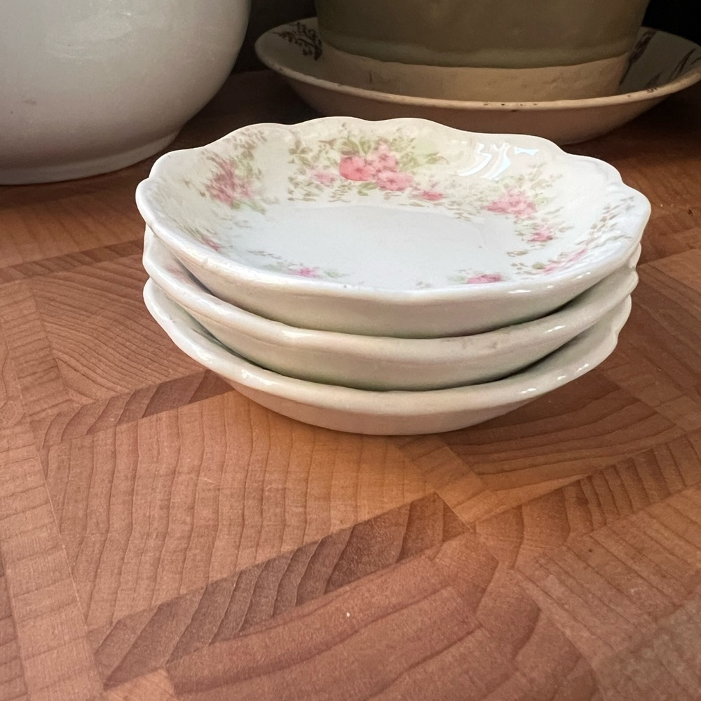Set of 3 Antique Johnson Bros. ironstone butter pats
